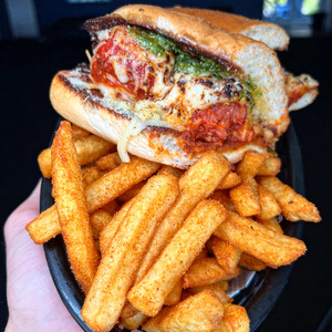 TEXAS SMOKED MEATBALL SUB w FRIES 